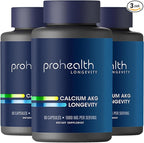 ProHealth, Ca AKG Supplement (Alpha Ketoglutarate) (1,000 mg per 2 Capsule Serving, 60 Capsules). Supports Cellular Energy, Metabolic Function and Healthy Aging Processes (3 Pack)