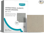 Dimora Upgrade Silver Calcium Alginate Wound Dressing -Antibacterial Non Stick Gauze for Wounds Care, Highly Absorbent Sterile Bandage Pads with Ag, 2'' x 2'' Patches 12 Packs Individual