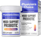 Physician's CHOICE Mood Support Probiotic - Supports a Balanced Mood, Healthy Stress Response & Digestive Health with Prebiotics, Ashwagandha, Vitamin B12, Folate - for Men & Women - 30ct