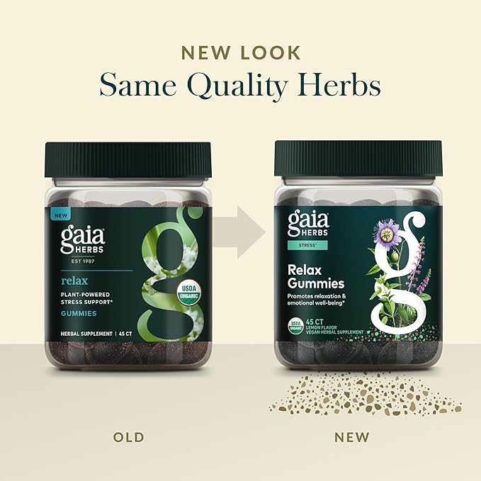 Gaia Herbs Relax Gummies - Supports Calm Feelings* - with Passionflower & Lemon Balm - 45 Vegan Gummies (15 Servings)
