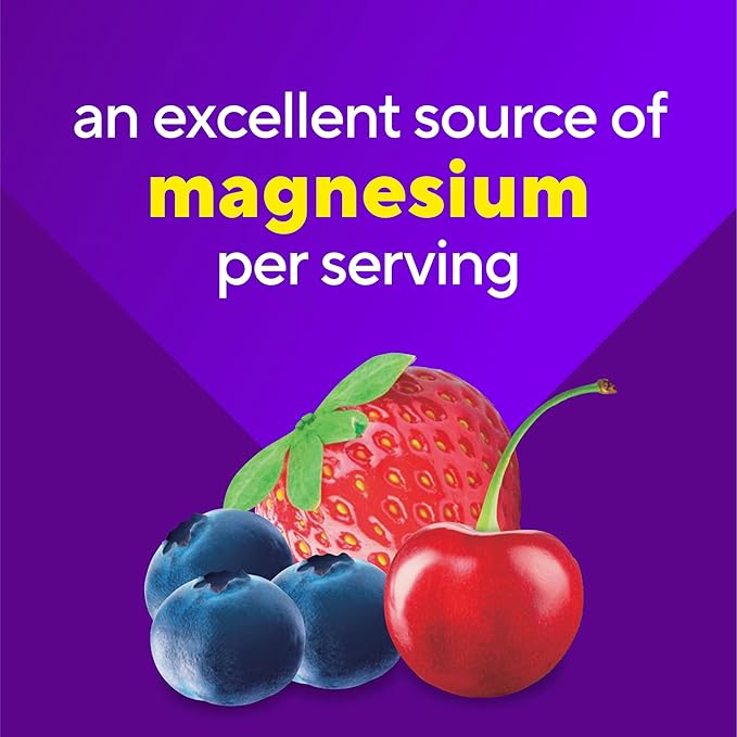 vitafusion Magnesium Glycinate Gummy Supplement, 100 mg per Serving Supports Muscle Relaxation (1) for Adult Women & Men, Boomin’ Cherry Berry Flavor, 60 Count