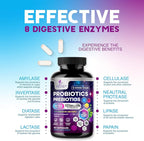 Probiotics 100 Billion CFU Per Serving - 10 Probiotic Strains & Prebiotics - Digestive Gut Health, Immune Support & Occasional Constipation, Gas & Bloating - Daily Supplement For Adults - 60 Capsules