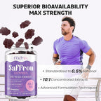 Saffron Gummies 88.5 mg with Magnesium, Max Strength Saffron Supplements with St. John’s Wort, GABA, Rhodiola, Rosemary & Passion Flower Extracts for Mood, Focus - 60 Servings