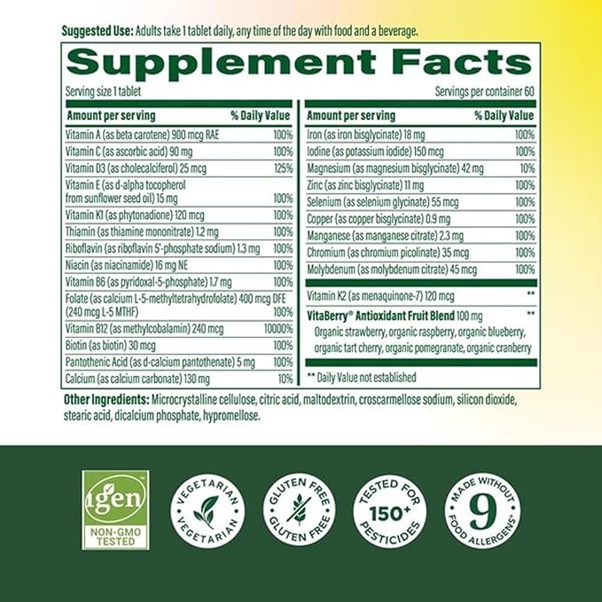 MegaFood Whole Body Methylated Multivitamin for Women - Womens Multivitamin with Magnesium Glycinate, Biotin & Methylcobalamin B12 Vitamins - Daily Energy & Immune Support - 60 Tablets, 60 Servings
