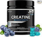 Creatine for Men, 5000MG Creatine Monohydrate Gummies for Men, Workout Support, 5g per Serving, Taurine + Vitamins B6 & B12, Blueberry Flavor, 120 Gummies (30 Servings)