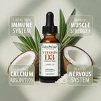 Live Wise Naturals Vitamin D3 1000 IU, 25 MCG Drops - 150 Servings, Ultra Concentrated Formulation, Fast Absorption, Vegan, Organic MCT Oil Formula - Micro-Dosing Dropper for Bone & Immune Support