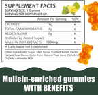Mullein Gummies, Daily Respiratory Health Gummies,1000mg Mullein Leaf herb Extract, Pear Flavor, Lung Health & Sinus Relief (30 Day Supply)