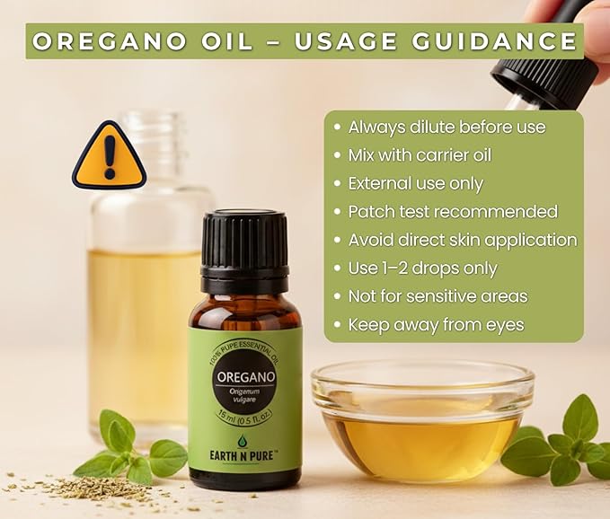 Earth N Pure Oregano Essential Oil Undiluted, Natural and Therapeutic Grade with Glass Dropper - 15 ML