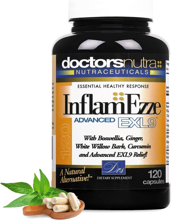 InflamEzze - Turmeric, Curcumin, Ginger Supplement - Gluten-Free (120 Count)
