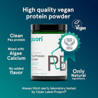 Puori Vegan Protein Powder, Unflavored - Plant-Based Protein Powder with Pea Protein, Algae Calcium - Workout Supplement for Sustained Energy, Bone Health, Muscle Recovery & Growth - 25 Servings
