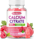 Calcium Citrate Gummies w/Vitamin D3, High Absorption Calcium Supplement for Women & Men, Plus Magnesium, Potassium, Zinc for Muscle & Immune Support, Sugar-Free, Raspberry Flavor, 60 Count