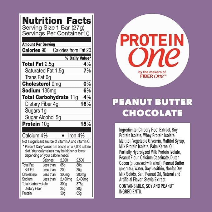 Protein One 90 Calorie Keto Protein Bars, Peanut Butter Chocolate, 10 ct