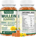 1 Pack Organic Mullein Gummies for Lungs, 2000MG Mullein Leaf Extract Supplement | Quercetin, Bromelain for Respiratory & Immune Support | Vegan, Sugr-Free, Mango Flavor | 60 Count