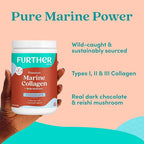 Further Food Chocolate Marine Collagen Peptides Powder with Reishi Mushroom, Wild-Caught Sustainably Sourced Fish, Hydrolyzed Type 1, 2 & 3, 7.41 Oz