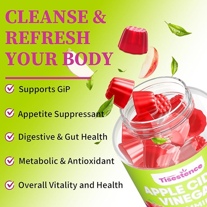 Appetite Suppressant Supplement| Akkermansia Function| Apple Cider Vinegar Gummies with Green Tea Extract, Probiotic for Fat Burner, Detox Cleanse, Metabolism, Energy & Digestive Health, 120 Gummies