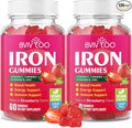 2 Pack Vegan Iron Gummies for Adults & Kids - with Vitamin C, A, B-Complex, Folate, Zinc, and Biotin - for Blood Building & Energy Support, 120 Gummies