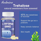L Tryptophan Gummies 500mg, with Trehalose, for Natural Relaxation & Serotonin Support, for Adults & Kids, Non-GMO, Vegan, Gluten Free, Grape Flavor, 60