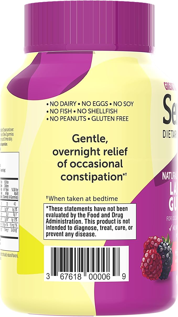Senokot Dietary Supplement Laxative Gummies, 90 Ct, Constipation Relief, Natural Senna Extract, Gentle Overnight Laxatives for Constipation Relief, Mixed Berry Flavor