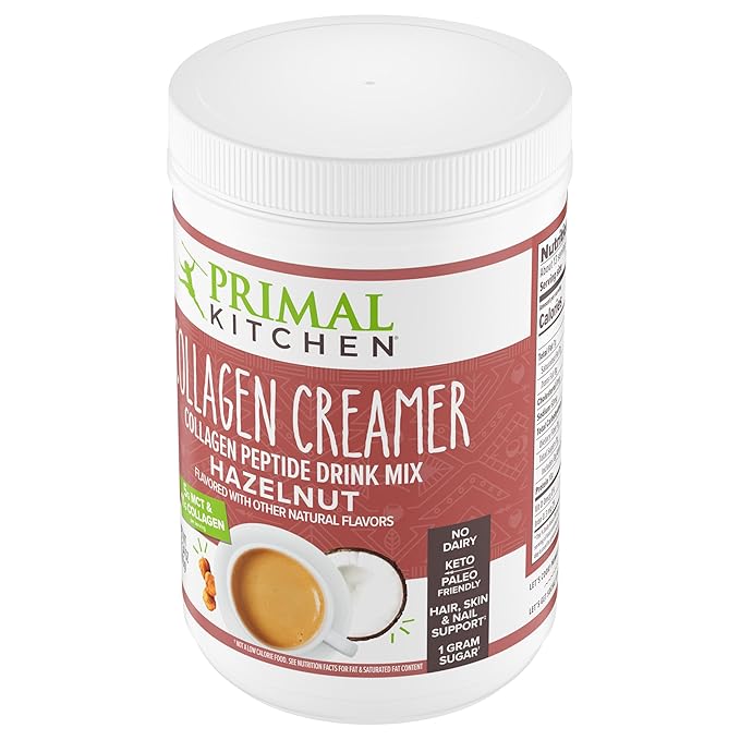 Primal Kitchen Hazelnut Collagen Creamer Powder, Collagen Peptide Drink Mix with MCT Oil,10.34 Ounces