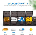Extra Large Weekly Pill Organizer fot Travel, 7 Day Pill Organizer and Box, Large Compartments Daily Pill Case AM PM, 14 Day XL Medication Organizer Dispenser for Fish Oils, Vitamin Holder Supplement