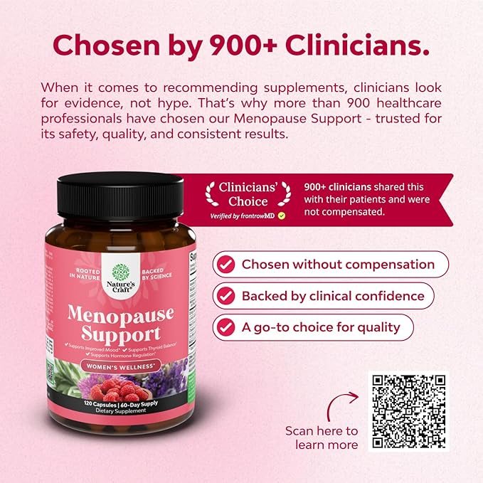 Natures Craft Complete Herbal Menopause Supplement for Women - Female Hormone Balance Capsules for Night Sweats Hot Flashes & Mood Swings with Dong Quai, Chaste Berry & Black Cohosh Root - 120 Count