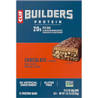 Clif Builders Protein Bars - Chocolate Flavor - 20g Plant Based Protein - Gluten Free - Non-GMO - Low Glycemic - No Artificial Sweeteners - 2.4 oz. (12 Pack)