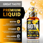 PURE RESEARCH Liquid Biotin & Collagen Hair Growth Drops 60,000mcg – Biotin and Liquid Collagen Supplements for Women & Men – Supports Glowing Skin, Healthy Hair & Nail Growth (2Fl Oz)