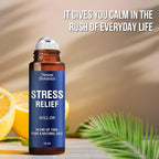 Stress Relief Essential Oil Roll-On 10 ml - Natural Stress Relief Blend with Lavender, Geranium & Frankincense Oils - Prediluted Roller for Calming Aromatherapy - Nexon Botanics