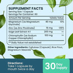 Whole Body Deodorizing Supplement - 100% Natural Internal Deodorant, Sweat Relief - Body Odor Pills Reduce Odor in Underarms, Intimate Areas & Feet - 60 Chlorophyll Capsules for Gut Health