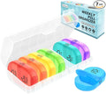 Serfeymi Weekly Pill Organizer 2 Times a Day Travel Medicine Pill Organizer AM PM Pill Box 7 Day with Protection Pill Case Daily Medication Organizer For Vitamins, Fish Oil-Clear Case+Rainbow Pill Box