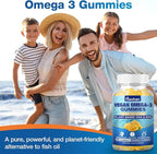Omega-3 Gummies for Adults, Orange Flavor – Sugar-Free, Algae-Derived DHA 600mg & EPA 300mg, with Vitamins A, C, E, Zinc, 120 Gummies