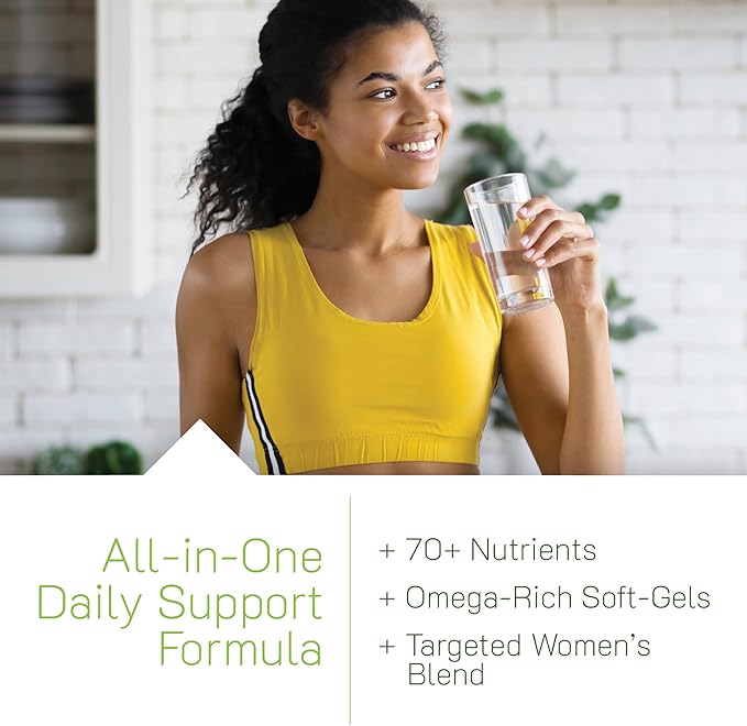 Irwin Naturals Women’s Living Green Liquid-Gel Multi - Whole Food Multivitamin for Women with 70 Nutrients, Omega Oils & Greens Blend - Liquid Soft-Gels with BioPerine® for Absorption - 120 Count