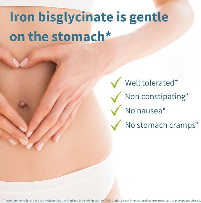 Igennus Clean Iron Bisglycinate 20mg, Vitamin C, 6 Month Supply, Gentle Chelated High Absorption Formula & Targeted Release Ferrous Bisglycinate for Women and Men, One Daily, Vegan, 180 Tablets