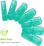AUVON XL Weekly Pill Organizer 2 Times a Day, Pill Box 7 Day with One-Side Large Openings for Easy to Use, Cyan AM PM Pill Case for Medication, Vitamins, Fish Oils, Supplements