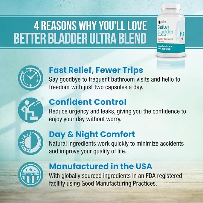 Better Bladder Ultra Control Supplement for Women & Men – Bladder Support Supplement Enhanced with Vitamin D3 to Help Reduce Urinary Leaks, Frequency & Urgency - 120 Count (2 Bottles)