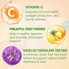 Premium Feminine Balance Gummies for Women, Pineapple Gummies for Women Ph Balance & Vaginal Health, Immune Support, Vegan, Gluten-Free, Pineapple Flavor, 60 Count