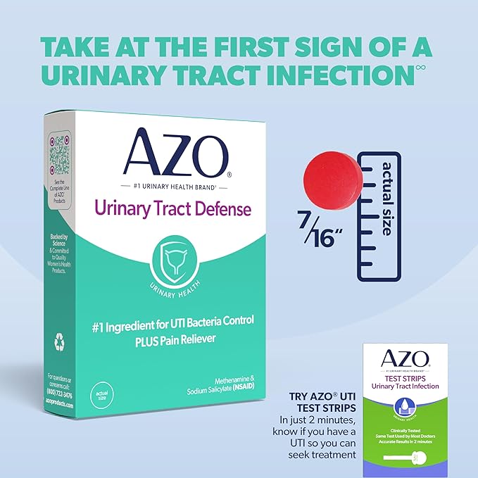 AZO Urinary Tract Defense Antibacterial Protection, FSA/HSA Eligible, Helps Control a UTI Until You Can See a Doctor, from The No. 1 Most Trusted Urinary Health Brand, 24 Count (Pack of 1)