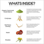 Organic Matcha & Mushroom Energy Gummies | Ceremonial Grade Matcha + Cordyceps, Reishi, Panax Ginseng & Rhodiola | Clean Sustained Energy, Focus & Stress Support | Vegan, Non-GMO