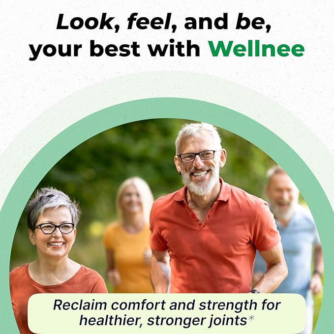 Wellnee Joint Support Supplement - Glucosamine Chondroitin MSM, Boswellia & Turmeric - Relieves Joint Discomfort & Supports Flexibility - Wellknee Joint Support - 90 Capsules, 30 Servings