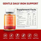 Iron Supplement Gummies with Lactoferrin, Vitamin C, B6, B12 & Zinc – Gentle, Vegan, Sugar-Free – Supports Healthy Blood, Immune Health & Energy – for Women, Men & Kids – Orange Flavor, 60 Count