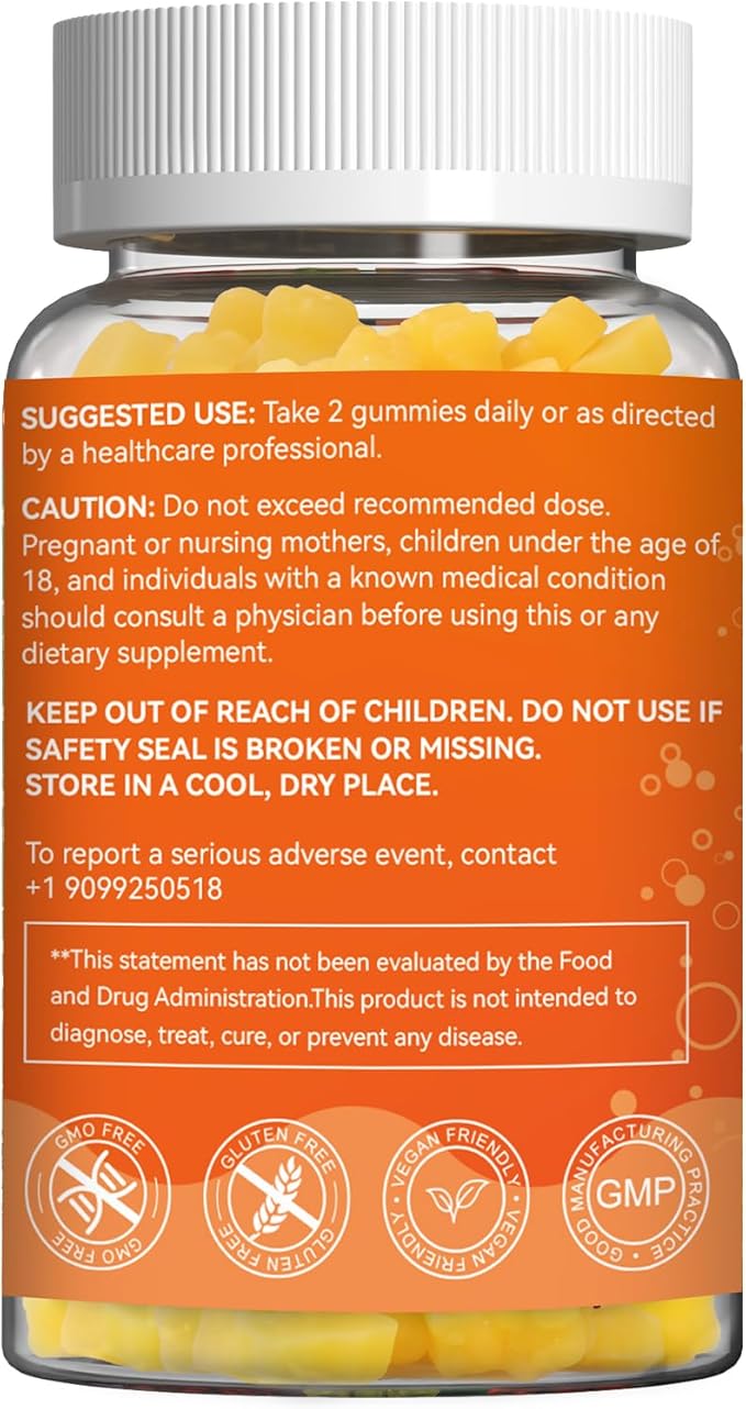 Omega-3 Gummies Vegan 1200mg, EPA and DHA Omega-3 Fatty Acids with Folate, Vitamin A, Vitamins C & E, High Potency Omega 3 Supplements for Immune Support, 60 Count