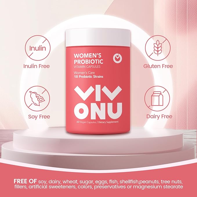 VivoNu Women's Probiotic,Prebiotics & Lactobacillus Probiotic Blend,60 Billion CFUs,18 Strains,Help Women's Health,Boost Immune,Digestive,Gut,Promote Healthy Vaginal Odor & Vaginal Flora
