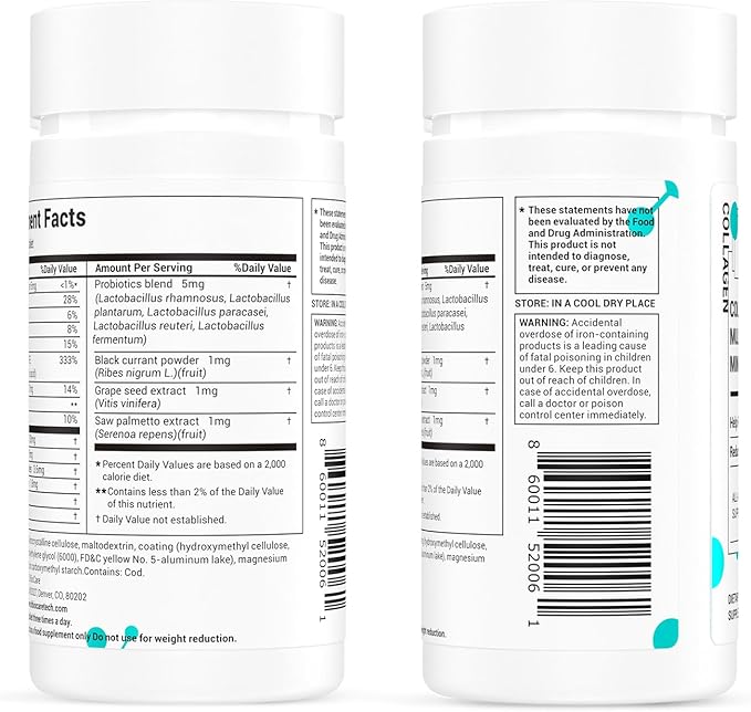 DrBioCare Collagen Peptides for Women, Beauty Vitamin & Mineral Supplement,Contains Vitamin D3, Probiotics for Women & Collagen Peptides,Vitamin B Complex,Vitamin E 60 Tablets