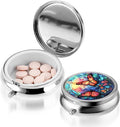 WLLHYF Pill Box Cute Small Pill Box for Purse & Pocket Medicine Organizer Travel Pillbox Waterproof Pill Case Metal Pill Container Holder for Vitamins, Fish Oil, Supplements (Silver Butterfly)
