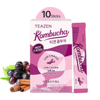 TEAZEN Mulled Wine Kombucha Powder, Spice Tea, Sugar Free, Live Probiotics & Postbiotics, Relaxation and Warmth for Colds and Sore Throat, Electrolyte & Hydration Drink Mix, On-the-Go 10 Packets, 1.76oz