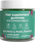 Sea Moss Gummies for Hair Loss，Hair Loss Gummies with Organic Sea Moss，Pearl Powder & Aloe Vera,Vitamin C, Vitamin E, Supports Hair & Skin Wellness Dietary Supplement — 60 Gummies