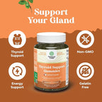 Vegan Thyroid Support Gummies with Sea Moss - Thyroid Support Gummies for Comprehensive Support for Men and Women with Iodine Selenium and Other Potent Vitamins - Gelatin-Free Non-GMO - 90 Count