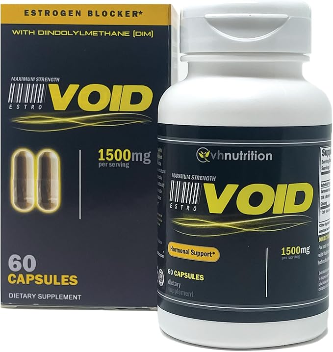 VH Nutrition ESTROVOID | Estrogen Blocker for Men | 1500mg Max Strength Natural Aromatase Inhibitor* W/ DIM, Longjack, Ashwagandha, Eleuthero, Cordyceps, Rhodiola, & Panax Ginseng