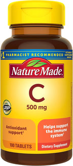 Nature Made Vitamin C 500 mg Tablets, Dietary Supplement, Vitamin C for Immune Support, 100 Tablets, 100 Day Supply