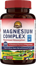 Vitalitown Magnesium Complex Supplement 500mg - NSF Certified Magnesium Glycinate, Malate, Taurate & Citrate - Chelated High Absorption & Gentle on Stomach - Vegan Non-GMO 60 Capsules